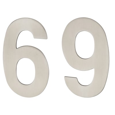 100mm Concealed Screw Fix Door Numeral - 6 / 9 - Satin Stainless Steel