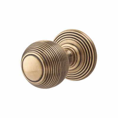 Florentine Bronze Reeded Mortice Door Knob - 70mm Rose Diameter - Delamain Range