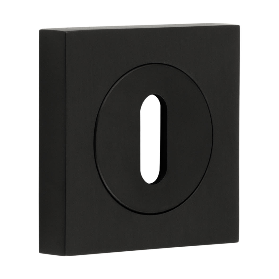 Square Escutcheon on Plain Rose - 52 x 52mm - Keyhole - Black