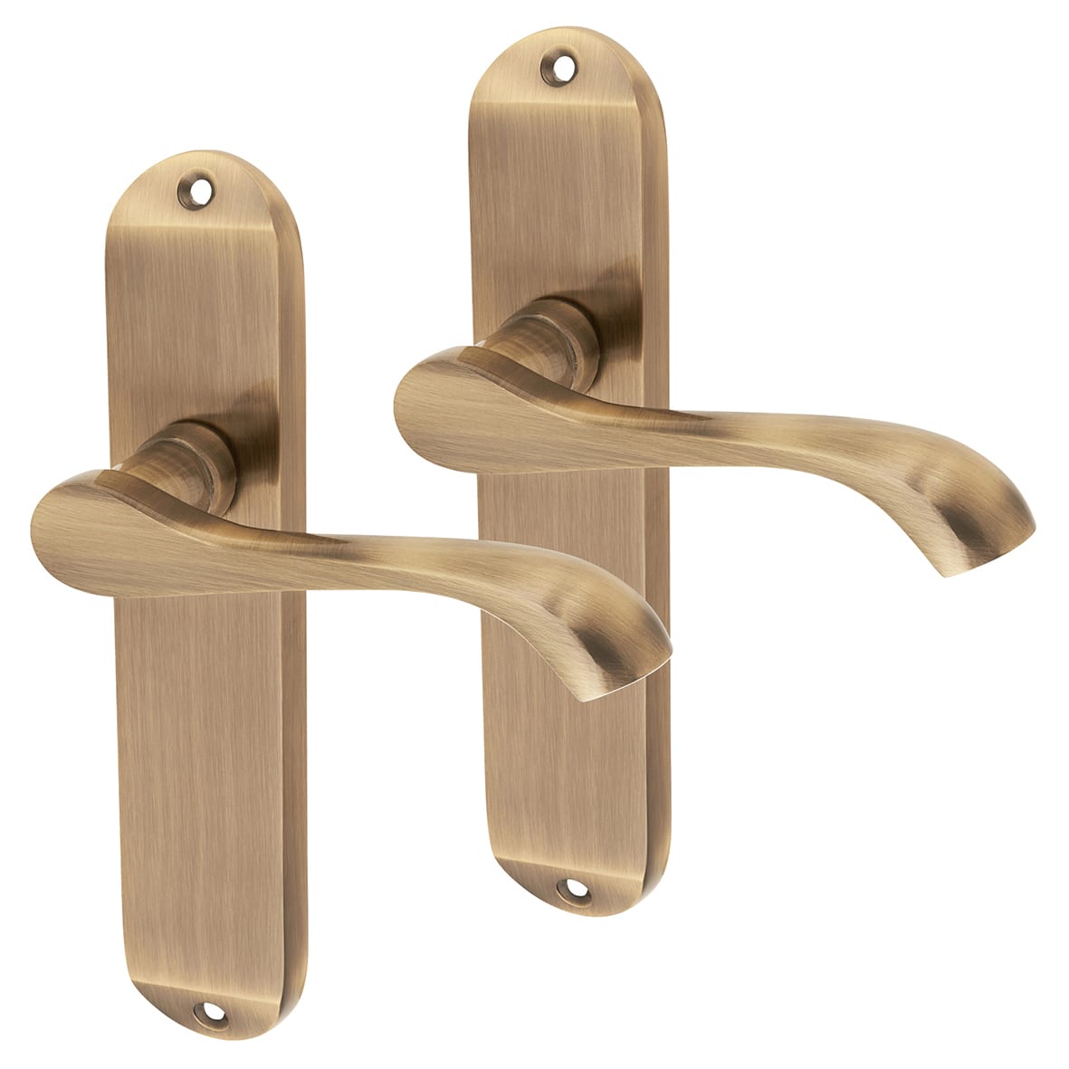 Antique Brass Scroll Latch Door Handles - Ancona Range - 180 x 39mm