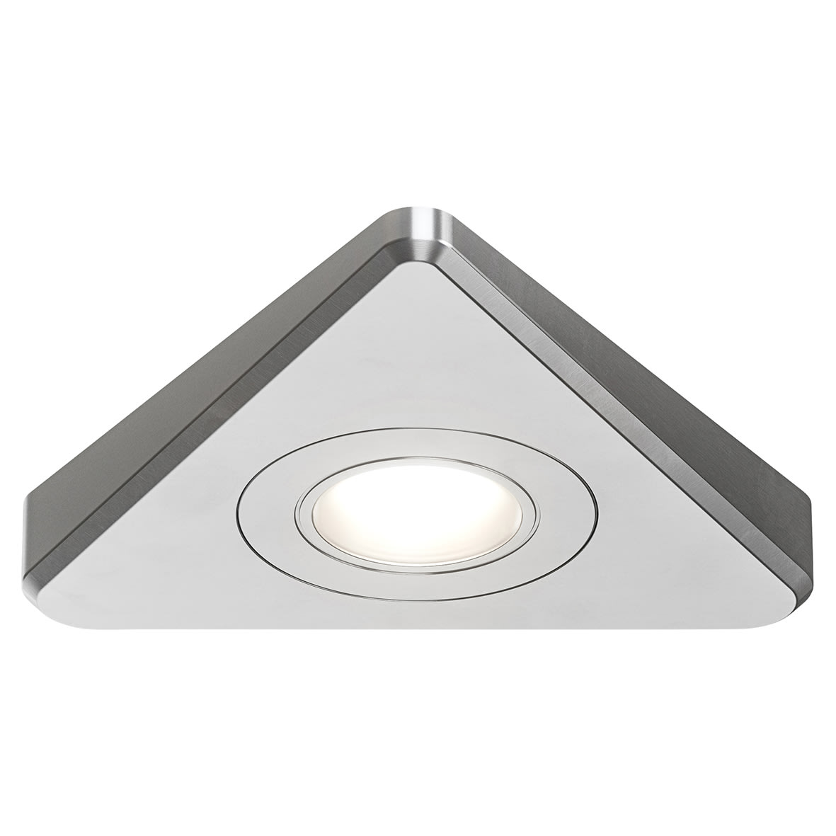 Treos 2W Slim LED Triangle Cabinet Downlight - 4000K Natural White - Stainless Steel