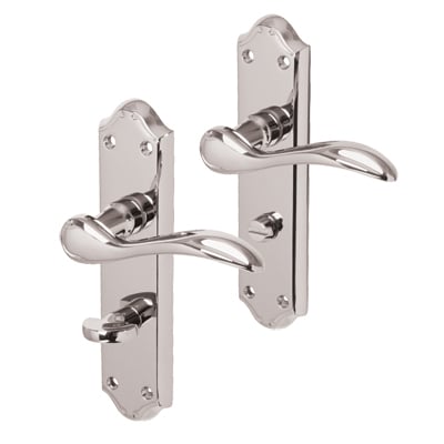 Polished Chrome Scroll Bathroom Door Handles - Madrid Range - 180 x 45mm