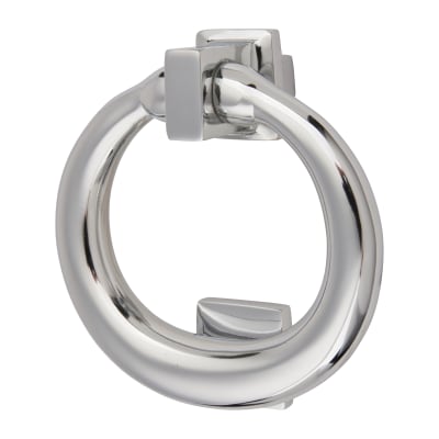 Ring Door Knocker - Polished Chrome - Square - 115 x 100mm
