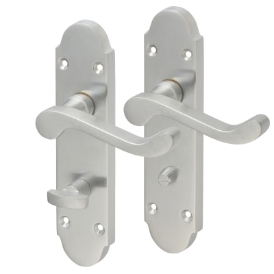 Satin Chrome Victorian Summer Scroll Bathroom Door Handles - 168 x 40mm