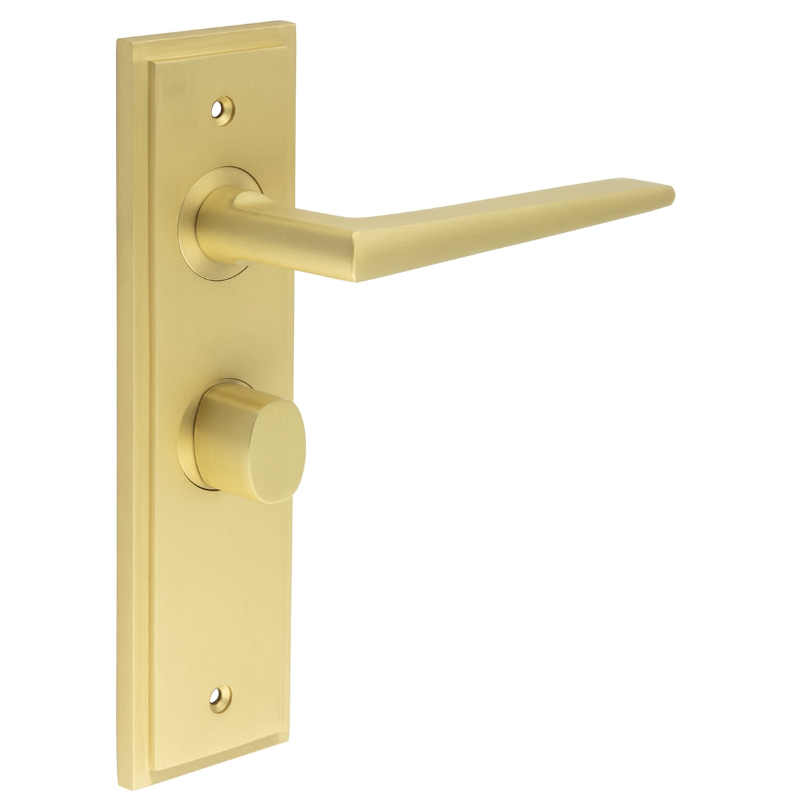 Satin Brass Fire Rated Bathroom Door Handles - Mayfair - Inner 2 - 200 x 55mm
