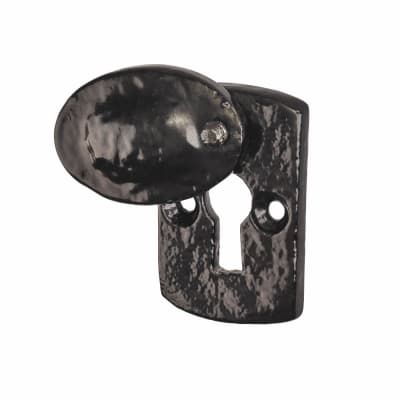 Plaque Covered Escutcheon - 45 x 29mm - Keyhole - Metalized Antique Black Iron