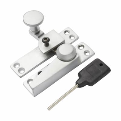 Heavy Duty Straight Quadrant Arm Locking Sash Window Fastener - 70 x 17mm - Satin Chrome