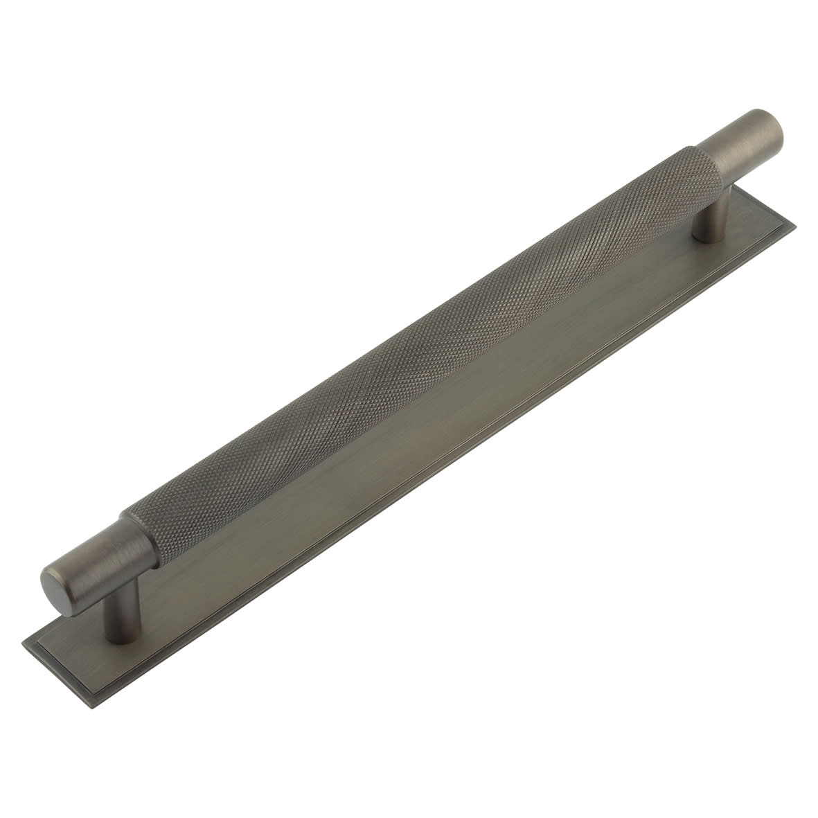 Taplow 18mm Knurled T-Bar Cabinet Pull Handle on Stepped Backplate - 224mm c/c - Dark Bronze