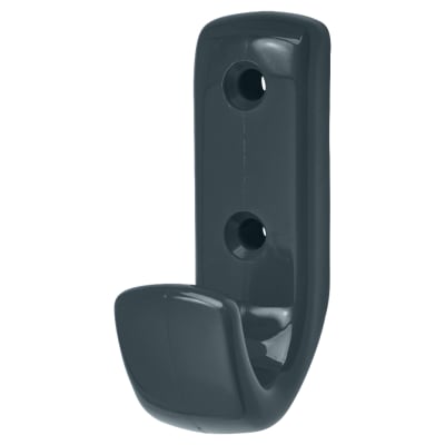 Nylon Single Coat Hook Face Fix - 62 x 20 x 35mm - Anthracite Grey