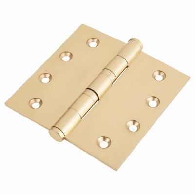 Performance Ball Bearing Butt Door Hinge - 100 x 100 x 3mm - Polished Brass - Pair