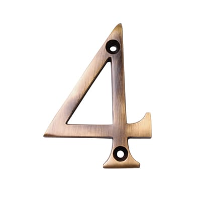 Marcus 76mm Screw Fix Door Numeral - 4 - Antique Brass