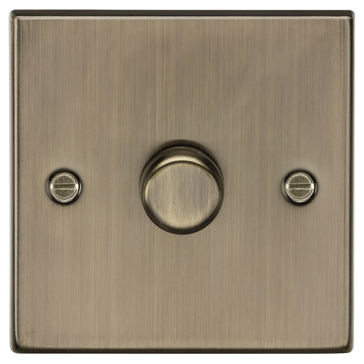 5 - 150W 1 Gang 2 Way Push On/Off Rotary Intelligent LED Dimmer Switch - Antique Brass