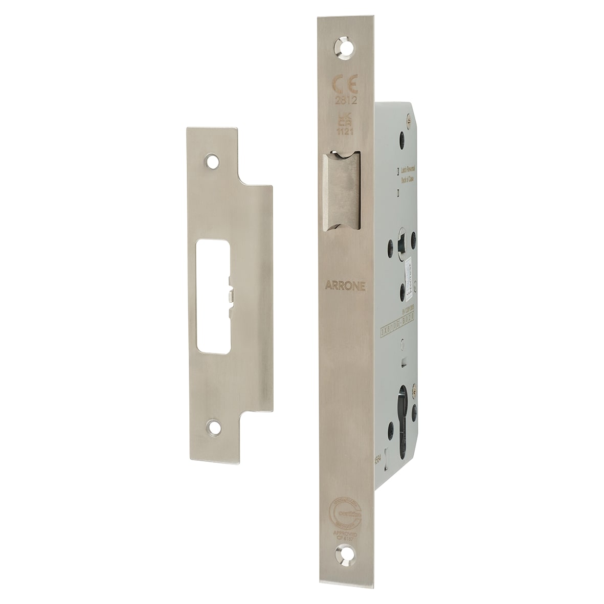 DIN Latch - 88mm Case - 60mm Backset - Square - Satin Stainless Steel