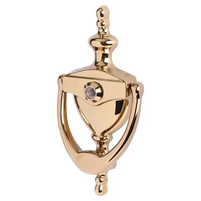 AR727K Traditional Urn Door Knocker With Viewer - Polished Brass - 151 x 76mm