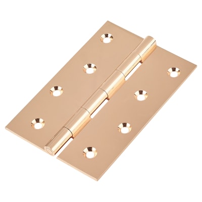 Solid Drawn Butt Door Hinge - 100 x 67 x 2mm - Polished Copper - Pair