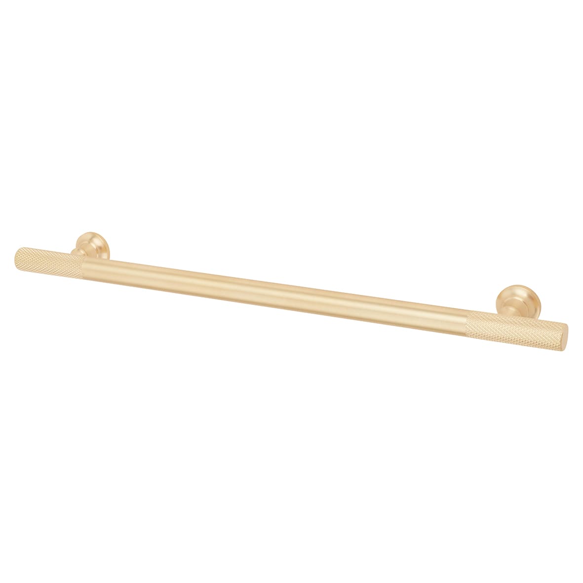 York 12mm Partially Knurled T-Bar Cabinet Pull Handle - 224mm Centres - Satin Brass