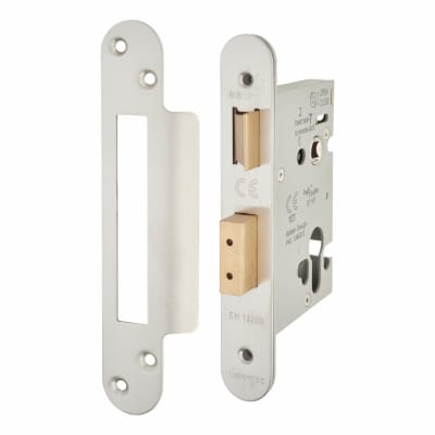 Architectural Bolt Through Euro Profile Sashlock - 78mm Case - 57mm Backset - Radius - Satin Stainless