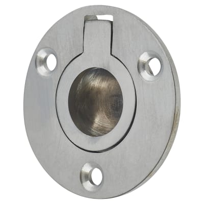 Round Flush Ring Cabinet Pull Handle - 45mm Diameter - Satin Chrome