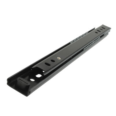 27mm Ball Bearing Drawer Runner - Single Extension - 400mm Length - 20kg - Black