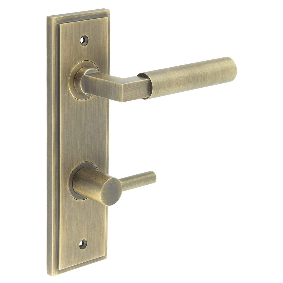 Antique Brass Fire Rated DIN Bathroom Door Handles - Westminster - Inner 3 - 200 x 55mm