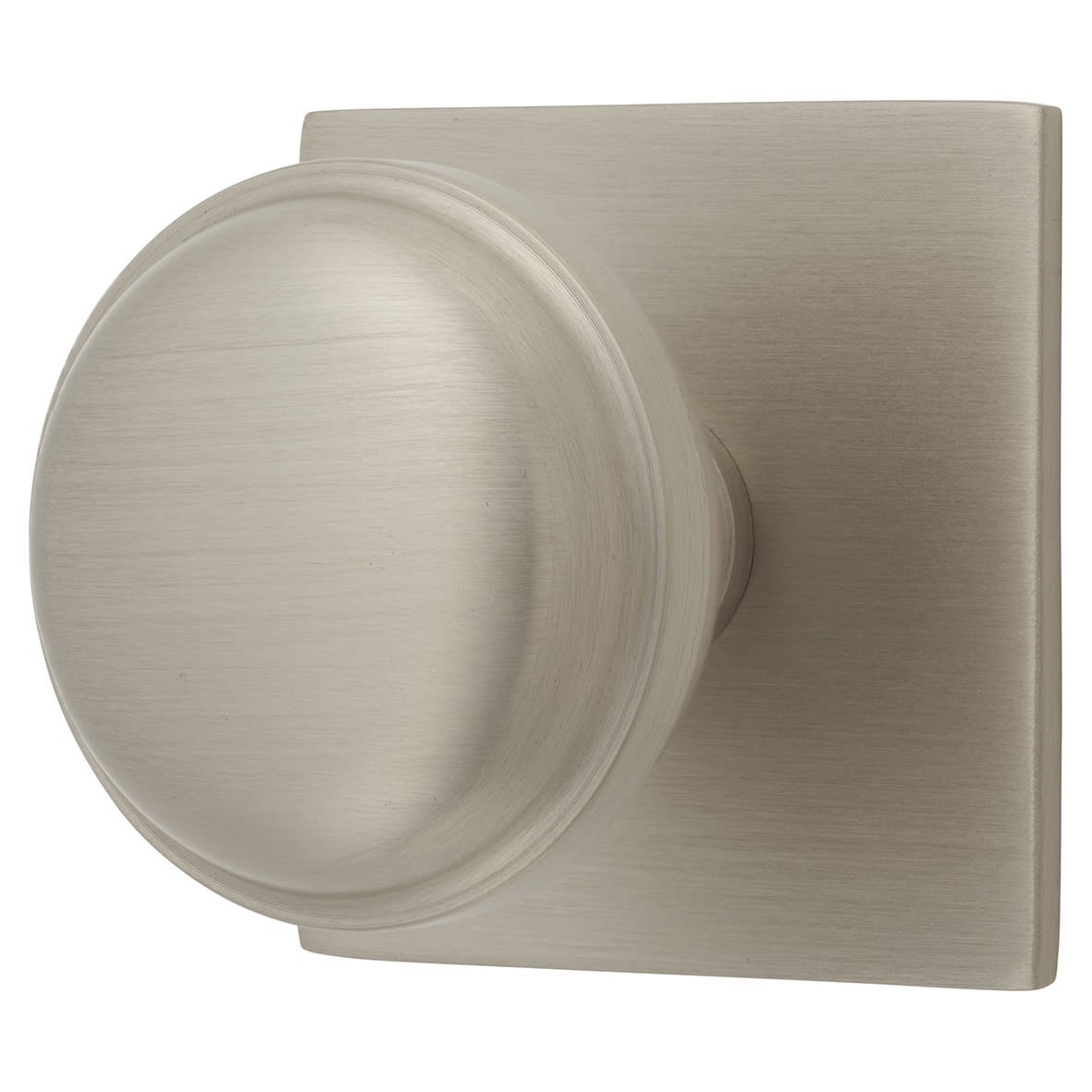Quantock Cabinet Knob on Square Backplate - 38mm Diameter - Satin Nickel