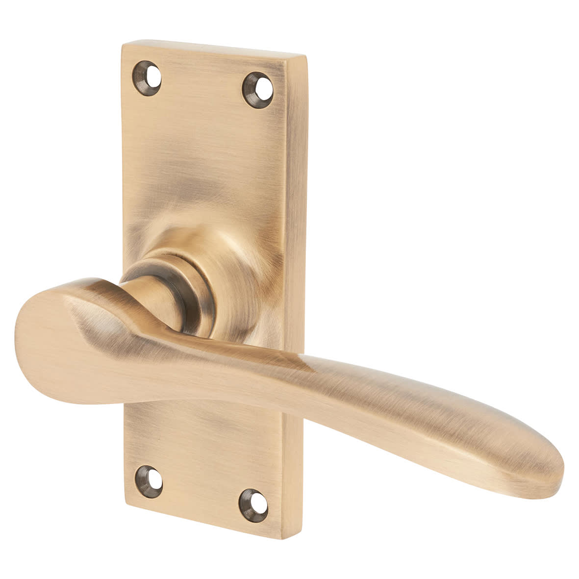Antique Brass Latch Door Handles - Short Plate - Buckingham Range - 100 x 41mm