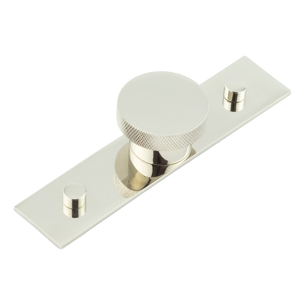 Wenlock Knurled Round Cabinet Knob on Plain Backplate - 40mm Diameter - Polished Nickel
