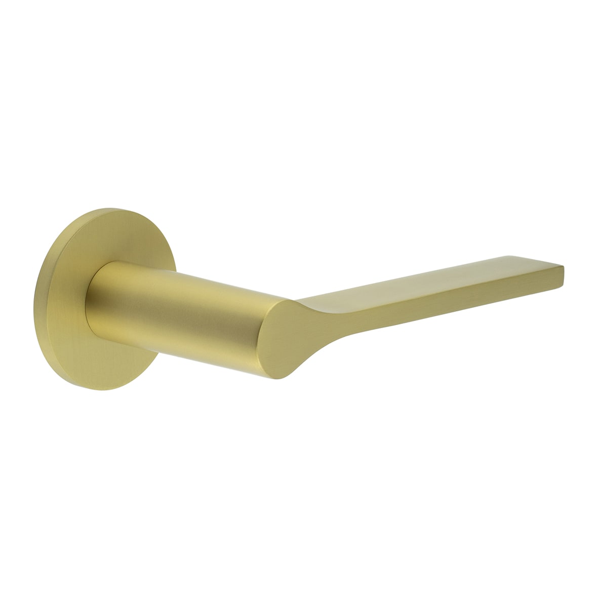 Satin Brass Unsprung Fire Rated Door Handles on Round rose - CR-105 Range