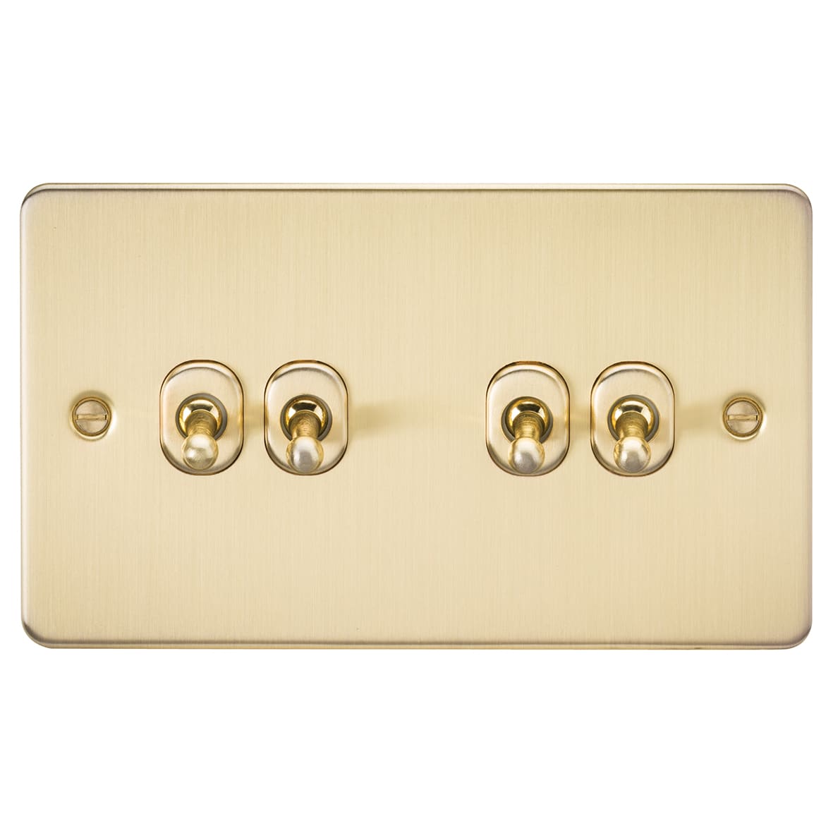 10AX 4 Gang 2 Way Flat Plate Toggle Light Switch - Brushed Brass