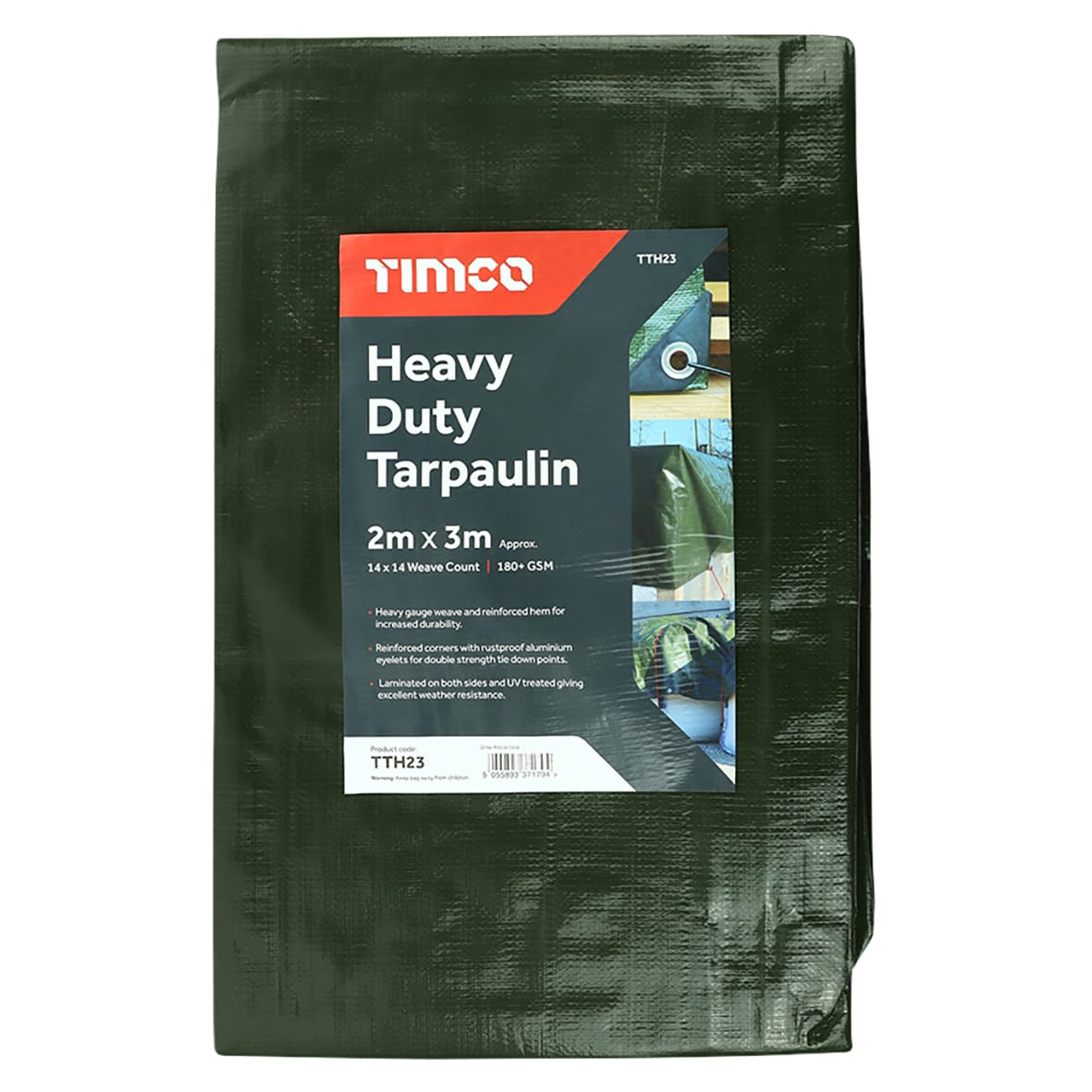 Heavy Duty Tarpaulin - 3m x 2m - Green