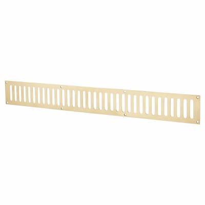 Plain Slotted Vent - 600 x 76mm - 9800mm² Free Air Flow - Polished Brass