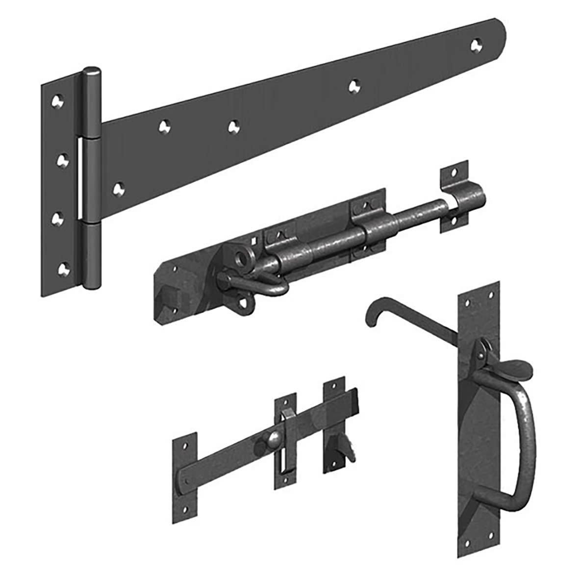 Medium Duty Side Gate Kit with Suffolk Latch - 450mm - Epoxy Black
