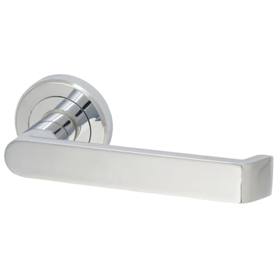 Brass Polished Chrome Door Handles on Round Rose - Concept Range