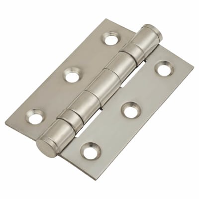 Twin Ball Bearing Butt Door Hinge - 75 x 50 x 2mm - Polished Stainless Steel - Pair
