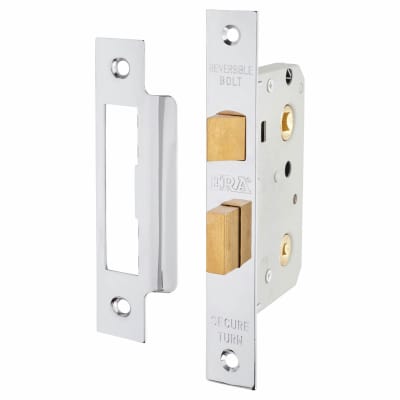 Bathroom Lock - 76mm Case - 56mm Backset - Polished Chrome
