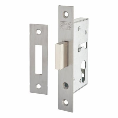 9600 Narrow Style Euro Deadlock - 55mm Case - 40mm Backset - Satin Stainless Steel