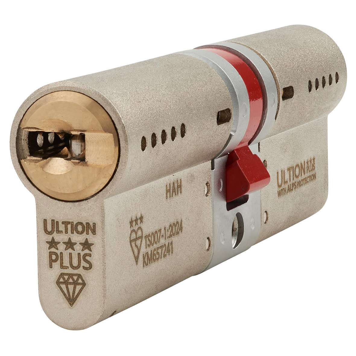 ALPS 3 Star PLUS Euro Double Cylinder - 45mm + 50mm - Satin Nickel/Brass - Keyed to Differ