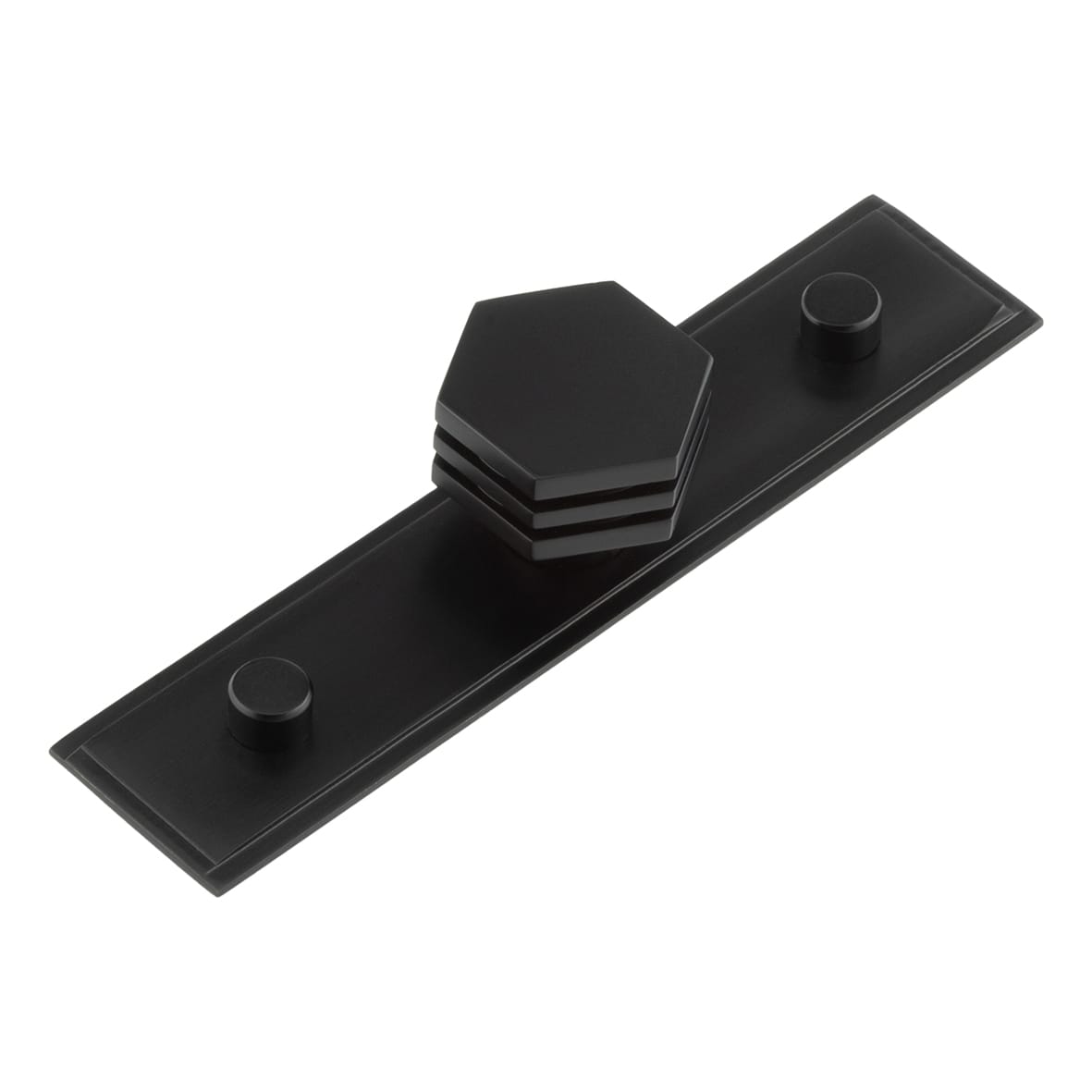 Nile Hex Cabinet Knob on Stepped Backplate - 30mm Diameter - Black