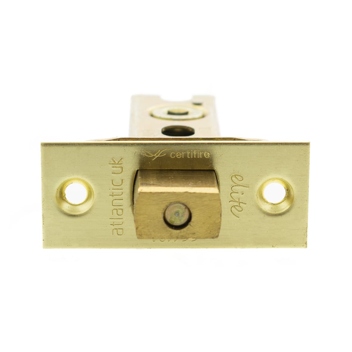 Fire-Rated Bolt Through Tubular Bathroom Deadbolt - 78mm Case - 57mm Backset - Square - Sat Brass