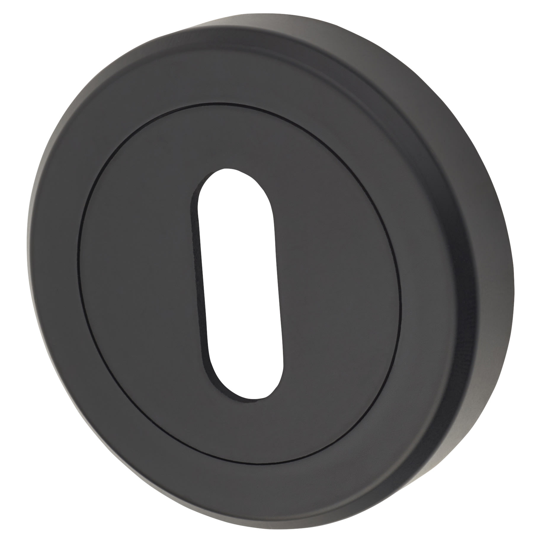 Brass Escutcheon - 50mm Diameter - Keyhole - Matt Black