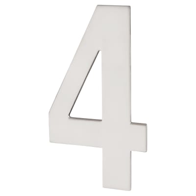 100mm Concealed Screw Fix Door Numeral - 4 - Polished Stainless Steel