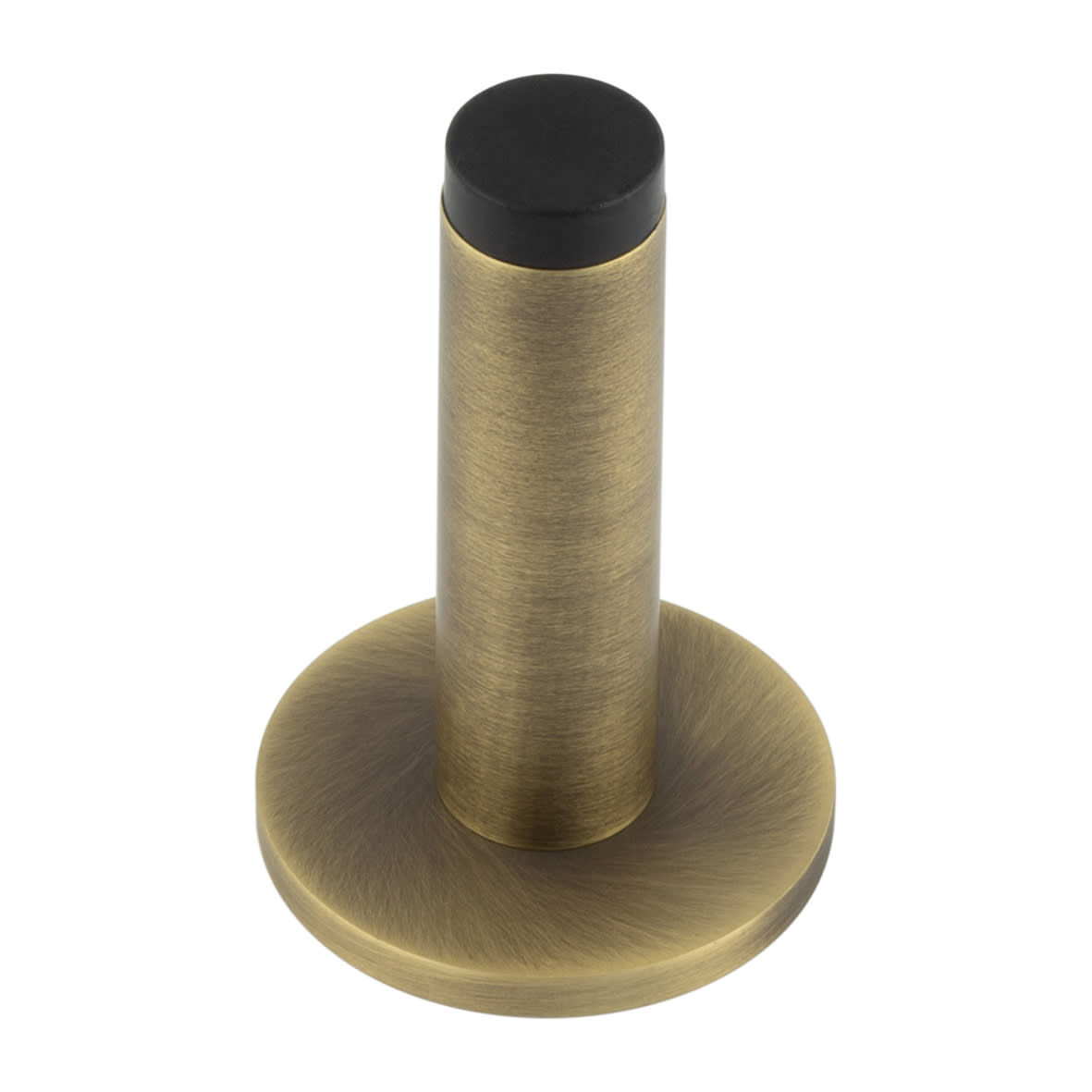 Plain Projection Door Stop on Plain Rose - 76mm Projection - Antique Brass