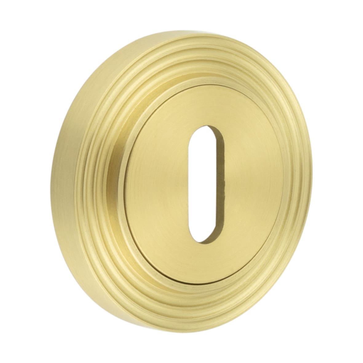 Escutcheon on Reeded Rose - 53mm Diameter - Keyhole - Satin Brass