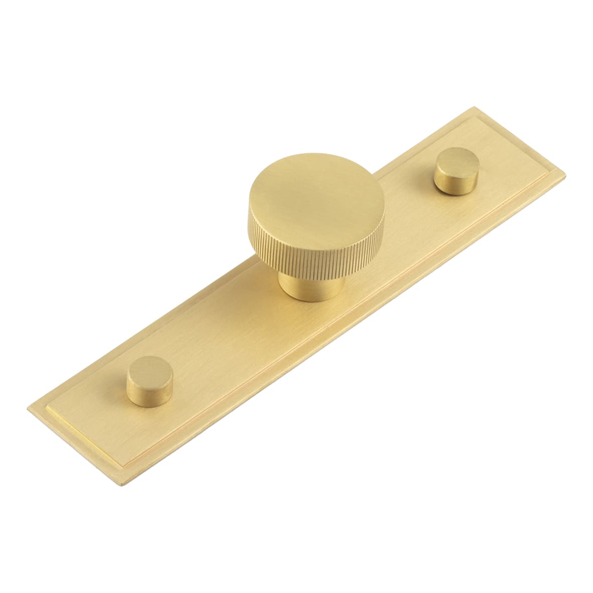 Thaxted Lines Round Cabinet Knob on Stepped Backplate - 30mm Diameter - Satin Brass