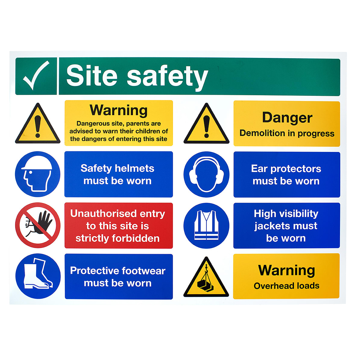 Site Safety Notice Danger Demolition Site Sign - 800 x 600mm - Rigid Plastic 734614P