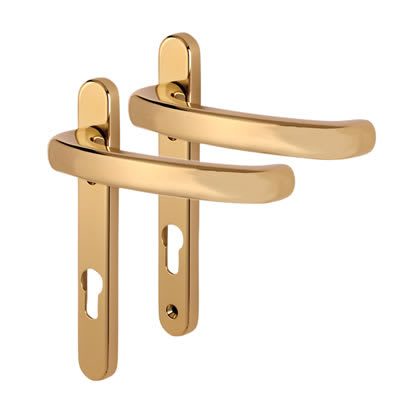 Hardex Gold uPVC Extended Multipoint Door Handles - 92mm c/c - Windsor Range