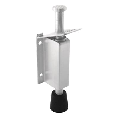 Foot Operated Door Holder - 140mm Closed Height - Satin Stainless Steel
