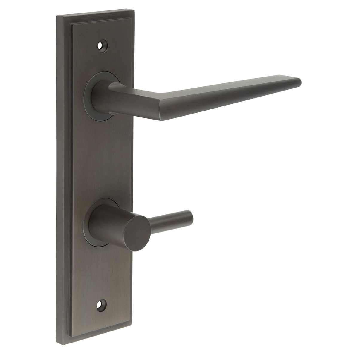 Dark Bronze Fire Rated DIN Bathroom Door Handles - Mayfair - Inner 3 - 200 x 55mm