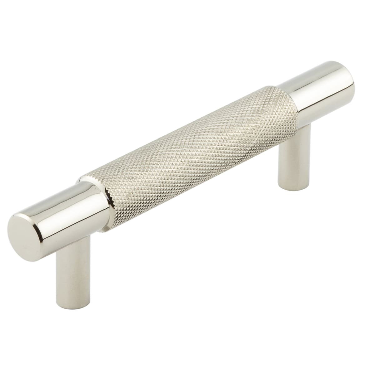 Taplow 18mm Knurled T-Bar Cabinet Pull Handle - 96mm c/c - Polished Nickel