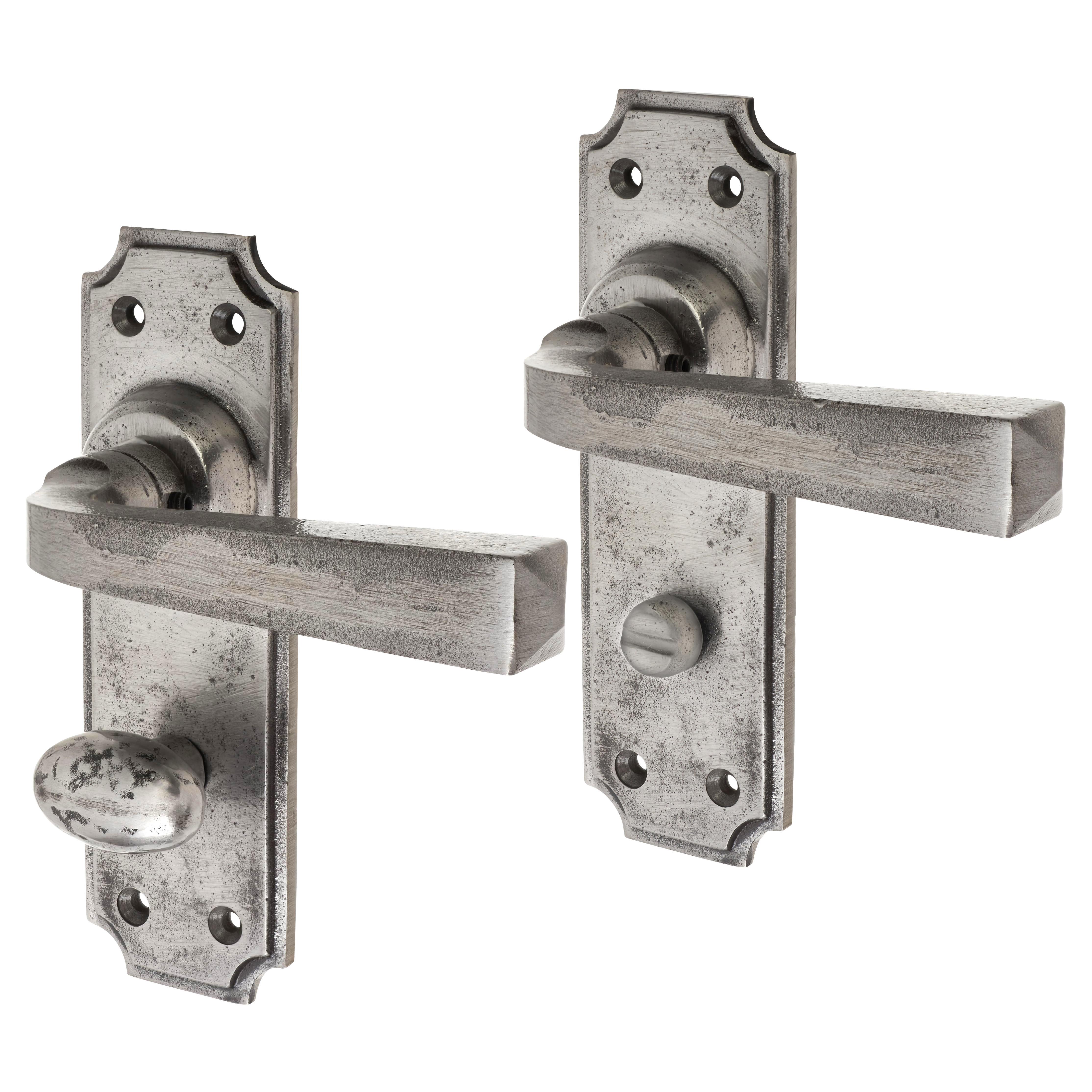 Polished Iron Bathroom Door Handles - York Range - 152 x 48mm